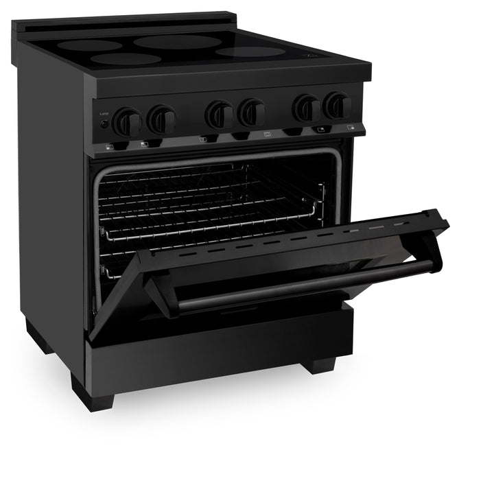 ZLINE 30" 4.0 cu. ft. Induction Range with a 4 Element Stove and Electric Oven in Black Stainless Steel, RAIND-BS-30