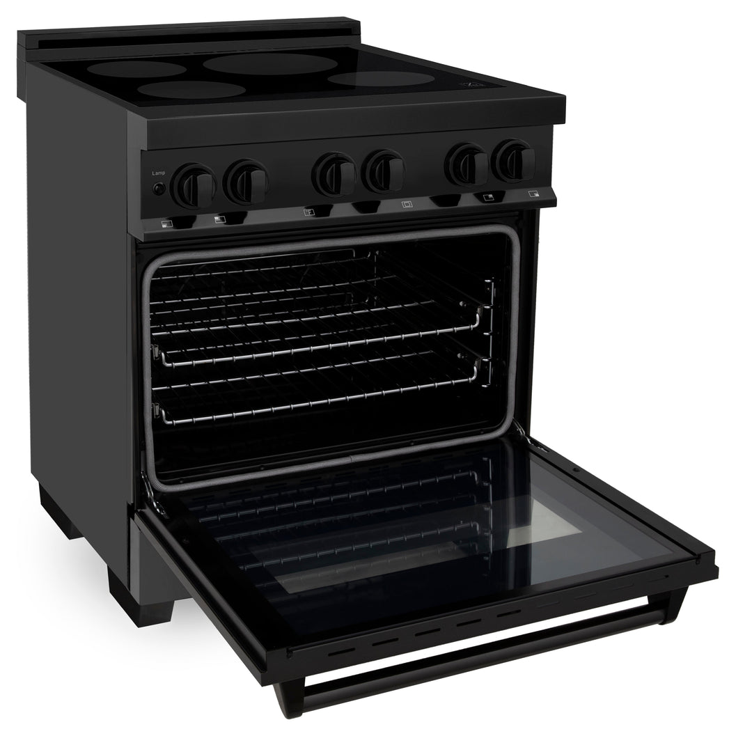 ZLINE 30" 4.0 cu. ft. Induction Range with a 4 Element Stove and Electric Oven in Black Stainless Steel, RAIND-BS-30