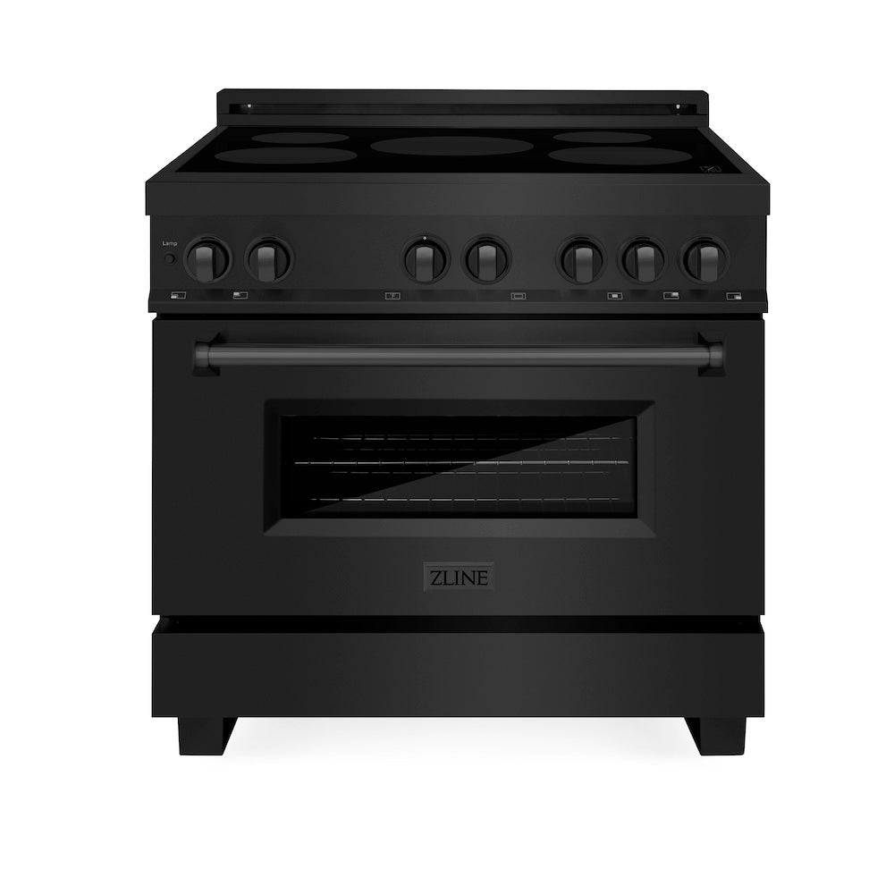ZLINE 36 in. 4.6 cu. ft. Legacy Induction Range with 5 Element Cooktop and Electric Oven in Black Stainless Steel, Open Box-Excellent Condition