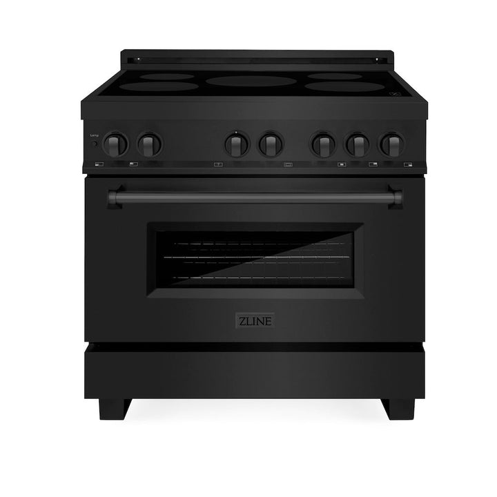 ZLINE 36 in. 4.6 cu. ft. Legacy Induction Range with 5 Element Cooktop and Electric Oven in Black Stainless Steel, Open Box-Excellent Condition