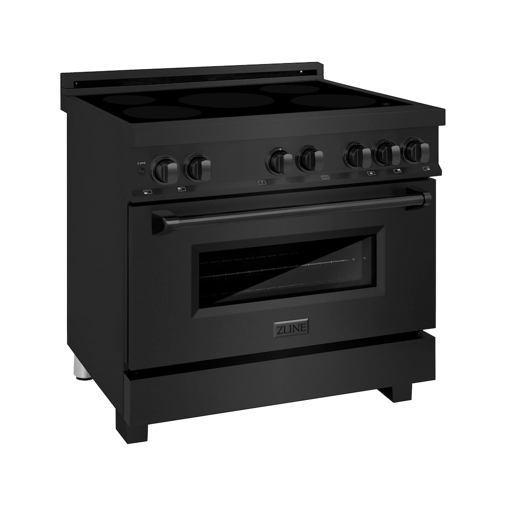 ZLINE 36 in. 4.6 cu. ft. Legacy Induction Range with 5 Element Cooktop and Electric Oven in Black Stainless Steel, Open Box-Excellent Condition
