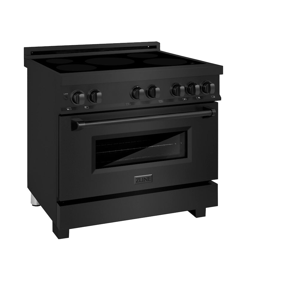 ZLINE 36 in. 4.6 cu. ft. Legacy Induction Range with 5 Element Cooktop and Electric Oven in Black Stainless Steel, Open Box-Excellent Condition