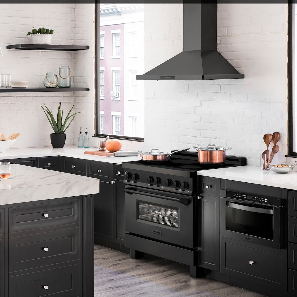 ZLINE 36 in. 4.6 cu. ft. Legacy Induction Range with 5 Element Cooktop and Electric Oven in Black Stainless Steel, Open Box-Excellent Condition