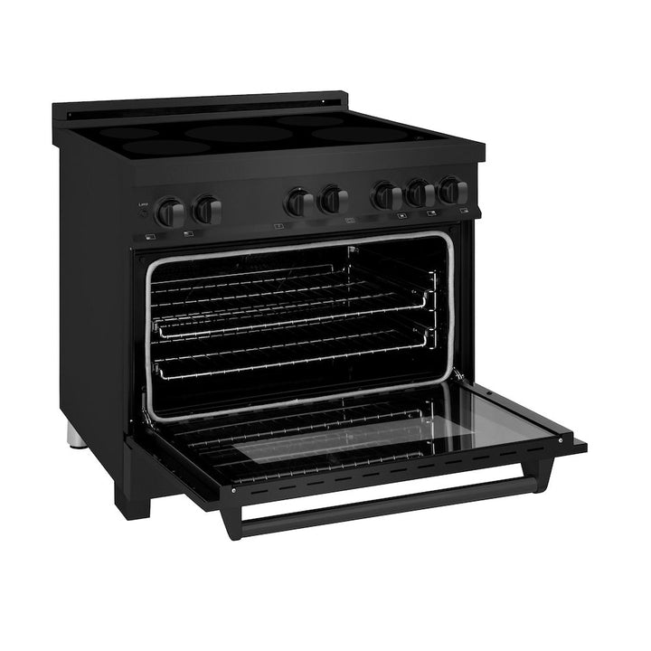 ZLINE 36 in. 4.6 cu. ft. Legacy Induction Range with 5 Element Cooktop and Electric Oven in Black Stainless Steel, Open Box-Excellent Condition
