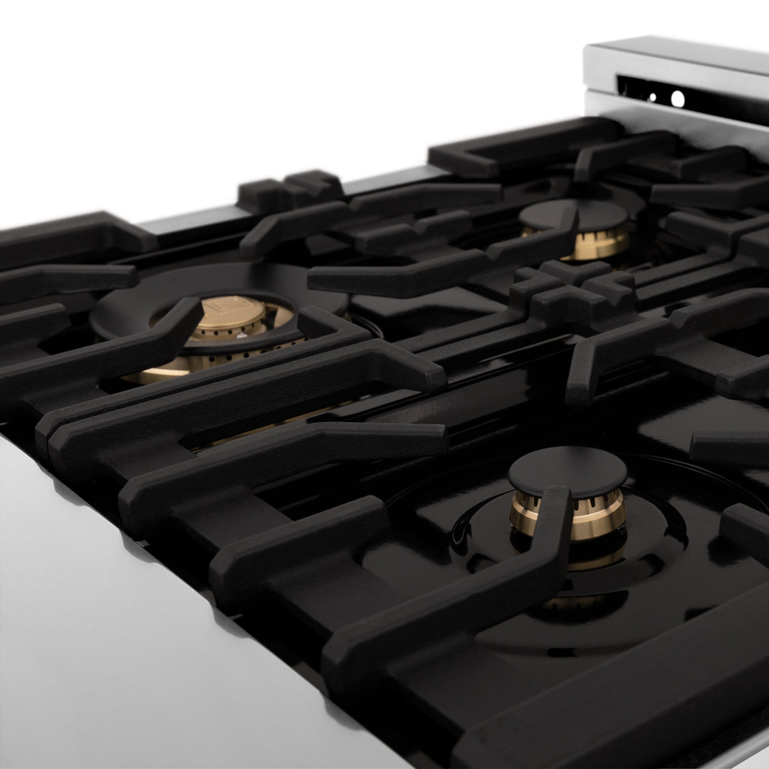 ZLINE 24 in. 2.8 cu. ft. Legacy Dual Fuel Range with 4 Burner Gas Cooktop and Electric Convection Oven (RA-BR-GR-24)