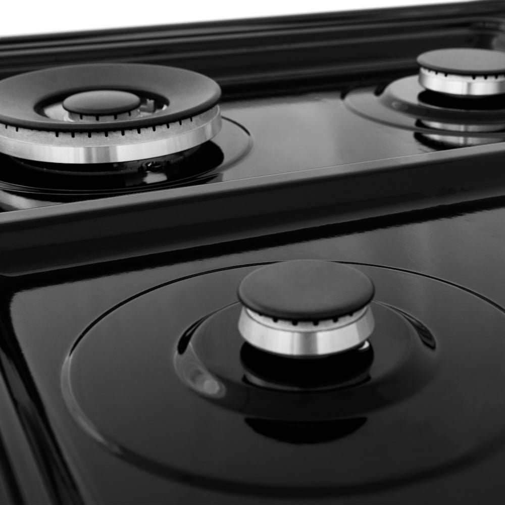 ZLINE 30 in. 4.0 cu. ft. Legacy Dual Fuel Range with 4 Burner Gas Cooktop and Electric Convection Oven in Black Stainless Steel, Open Box-Excellent Condition