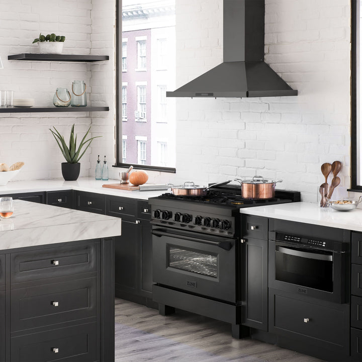 ZLINE 30" Legacy Dual Fuel Range with Brass Burners in Black Stainless Steel