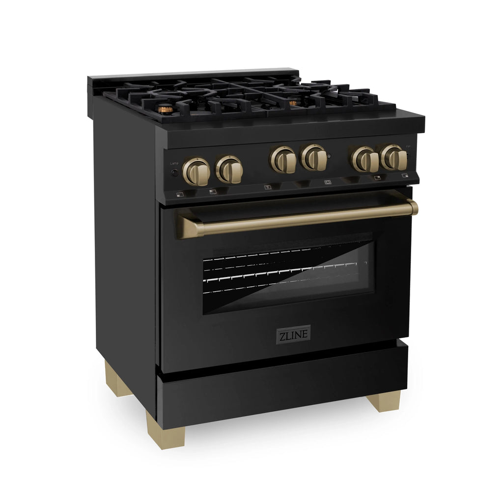 ZLINE 30" 2 Piece Autograph Edition Black Dual Fuel Range &amp; Range Hood