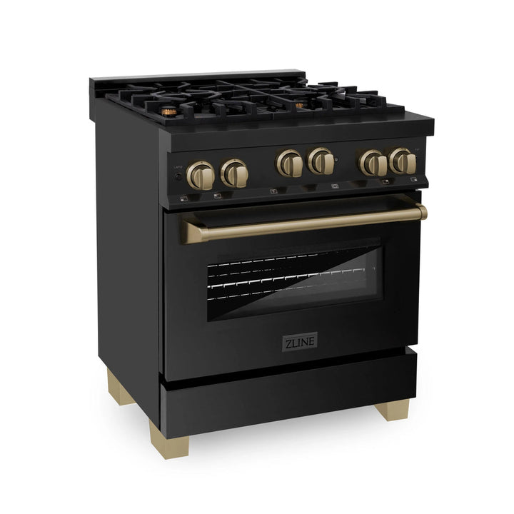 ZLINE 30" 2 Piece Autograph Edition Black Dual Fuel Range &amp; Range Hood