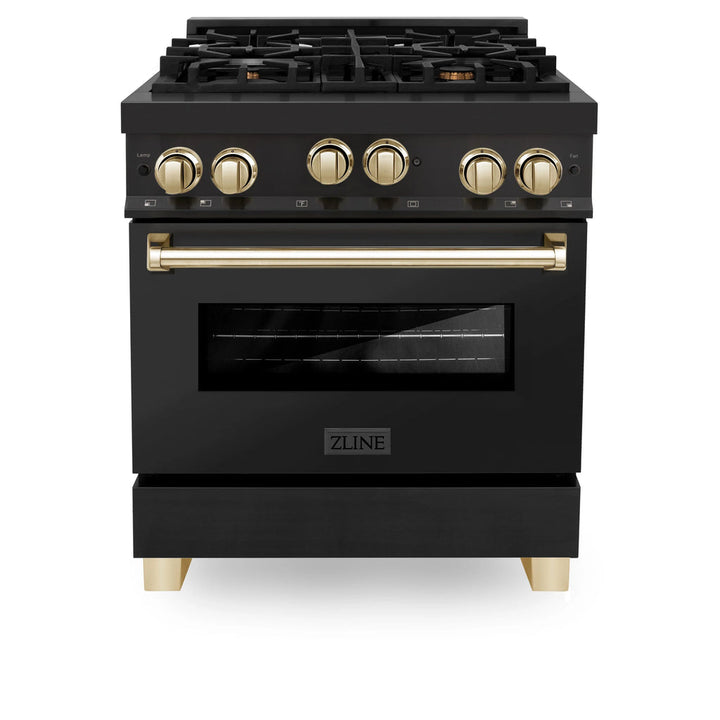 ZLINE 30" 2 Piece Autograph Edition Black Dual Fuel Range &amp; Range Hood