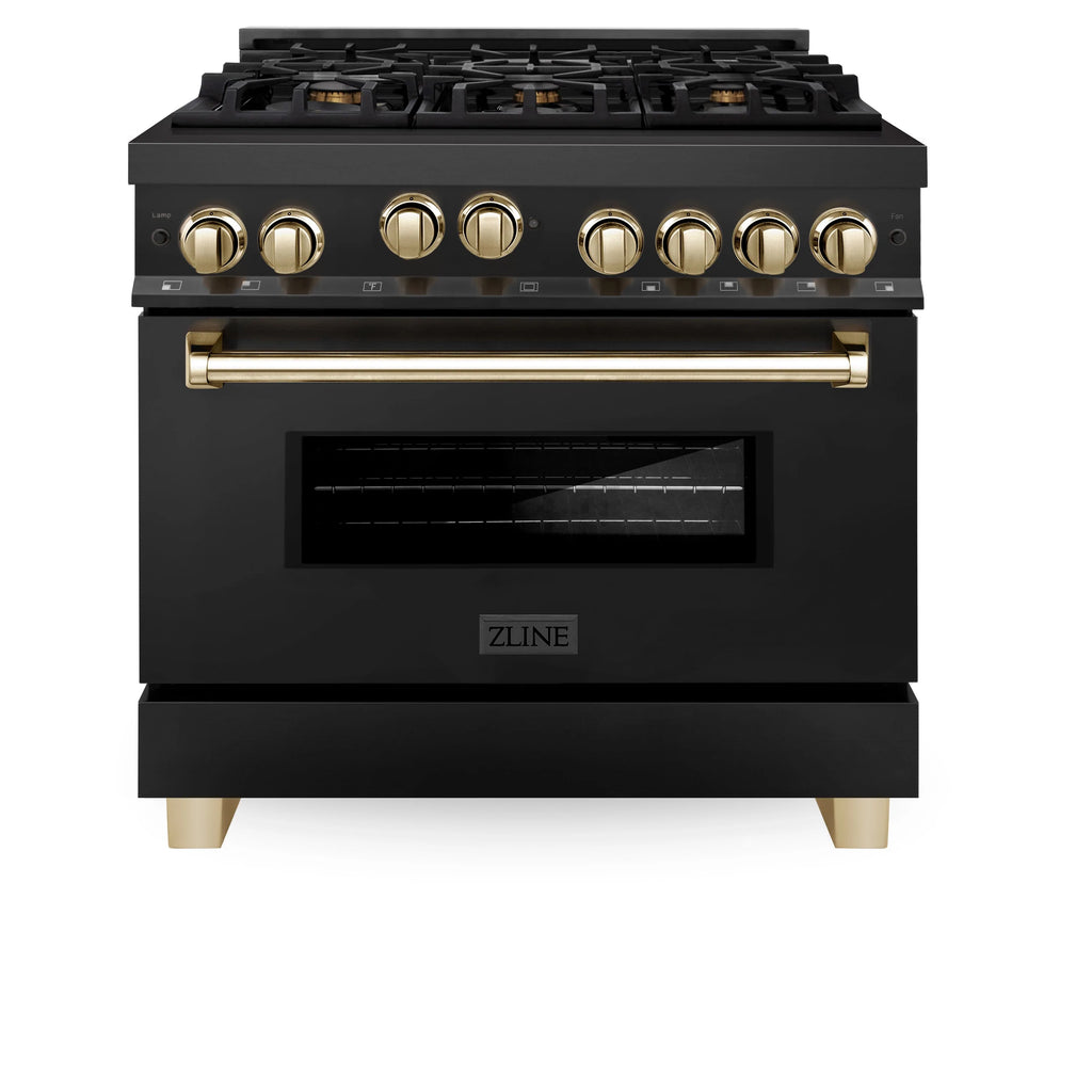 ZLINE 36" 2 Piece Autograph Edition Black Dual Fuel Range &amp; Range Hood