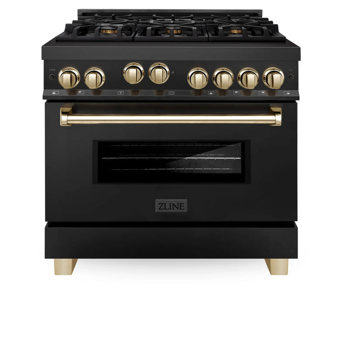 ZLINE 36" 2 Piece Autograph Edition Black Dual Fuel Range &amp; Range Hood