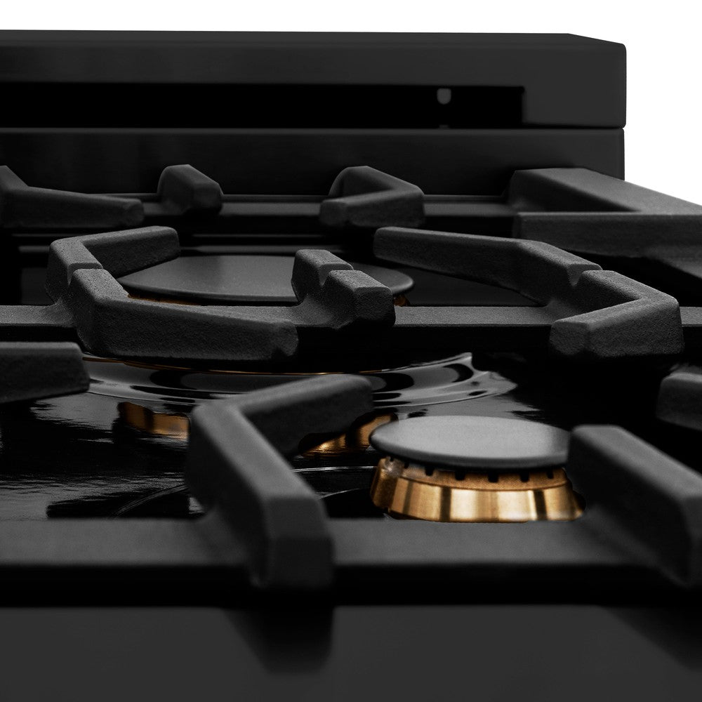 ZLINE 30 in. Legacy Gas Rangetop with 4 Brass Burners and Porcelain Cooktop in Black Stainless Steel (RTB-BR-30)