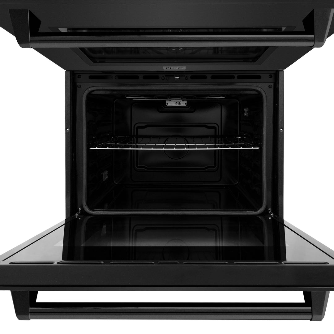 ZLINE 30 in. Professional True Convection Double Wall Oven with Air Fry and Self Clean in Black Stainless Steel, Open Box-Excellent Condition