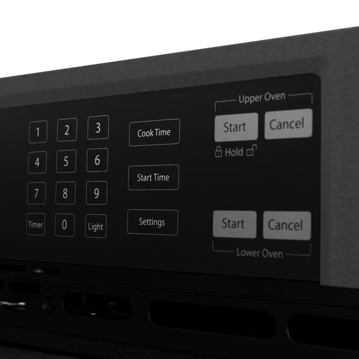 ZLINE Kitchen Package with 30 in. Black Stainless Steel Rangetop, 30 in. Over The Range Microwave with Modern Handle and Double Wall Oven (3KP-RTBOTR30-AWD)