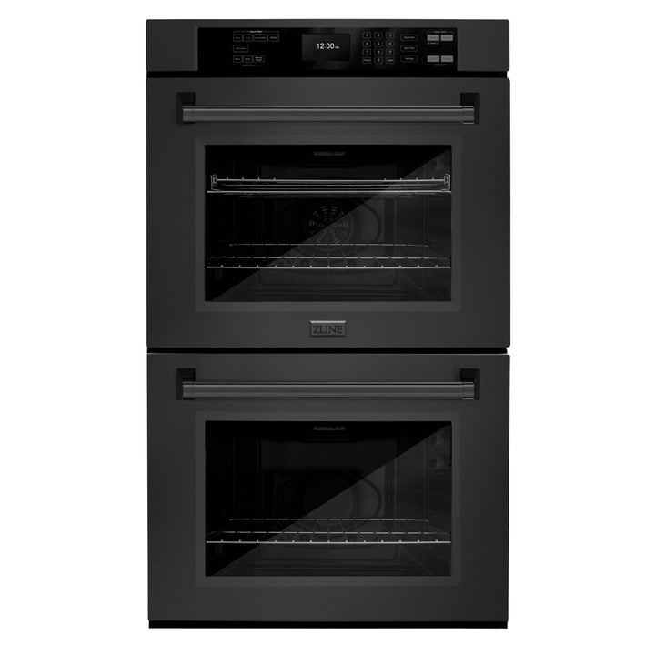 ZLINE 30 in. Professional True Convection Double Wall Oven with Air Fry and Self Clean in Black Stainless Steel, Open Box-Excellent Condition