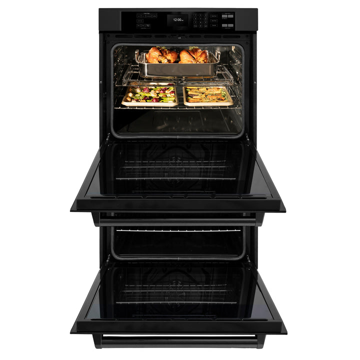 ZLINE 30 in. Professional True Convection Double Wall Oven with Air Fry and Self Clean in Black Stainless Steel, Open Box-Excellent Condition