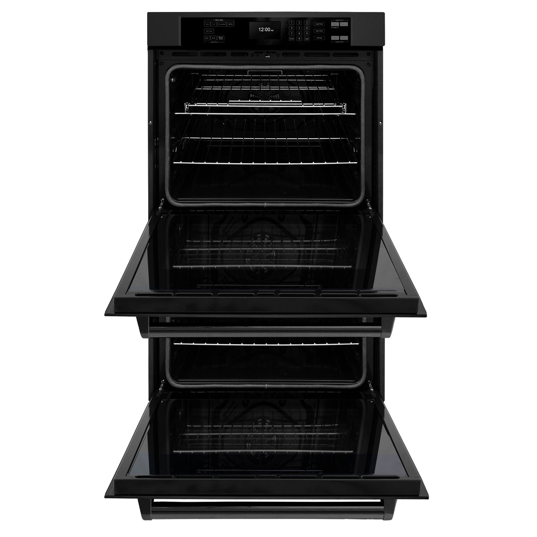 ZLINE 30 in. Professional True Convection Double Wall Oven with Air Fry and Self Clean in Black Stainless Steel, Open Box-Excellent Condition