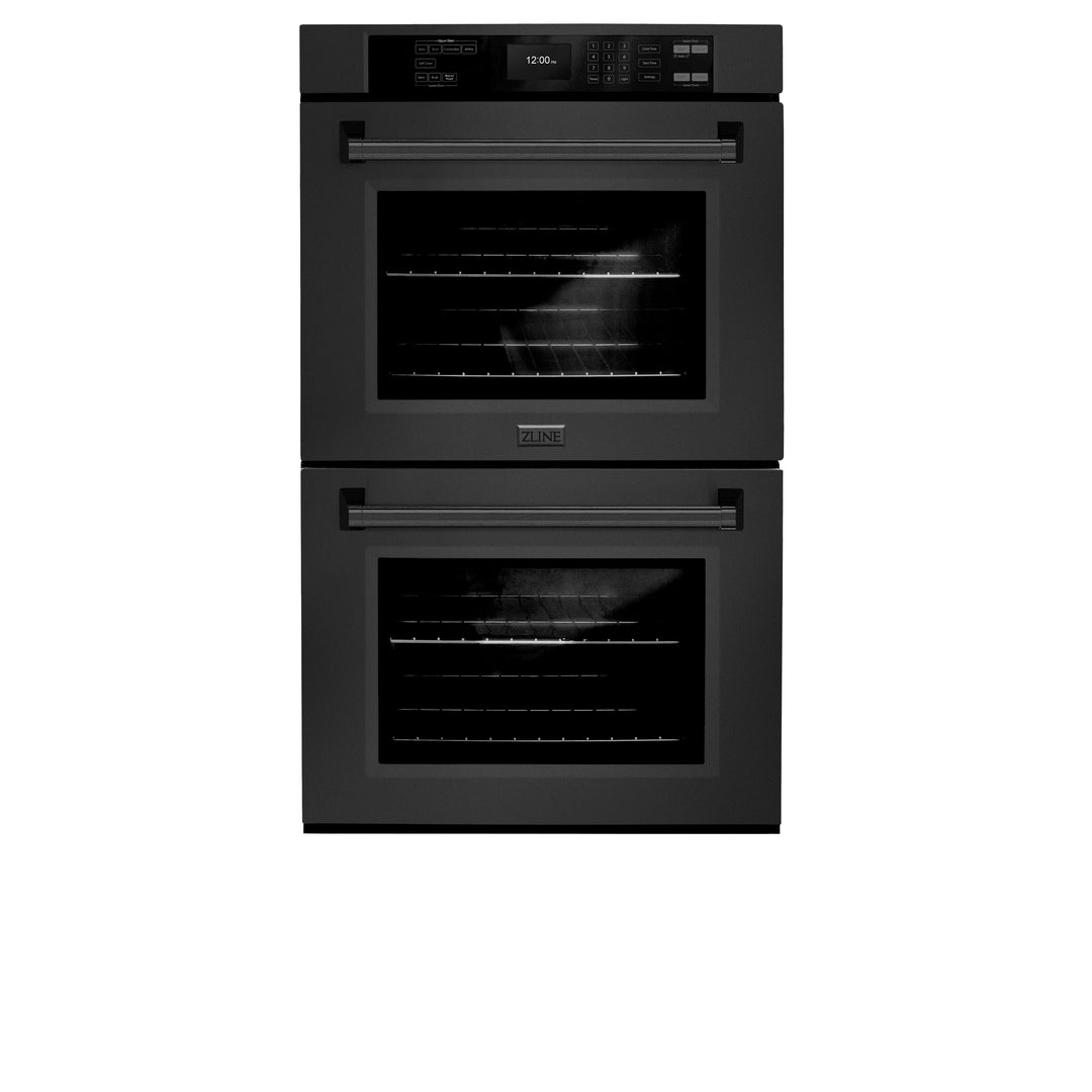 ZLINE 30 in. Professional True Convection Double Wall Oven with Air Fry and Self Clean in Black Stainless Steel, Open Box-Excellent Condition