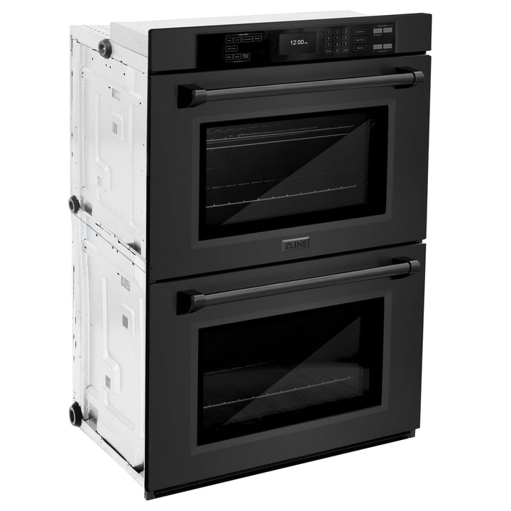 ZLINE 30 in. Professional True Convection Double Wall Oven with Air Fry and Self Clean in Black Stainless Steel, Open Box-Excellent Condition