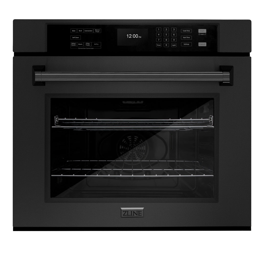 ZLINE 30" Professional Single Wall Oven with Air Fry and Self-Clean in Black Stainless Steel, WASB-30