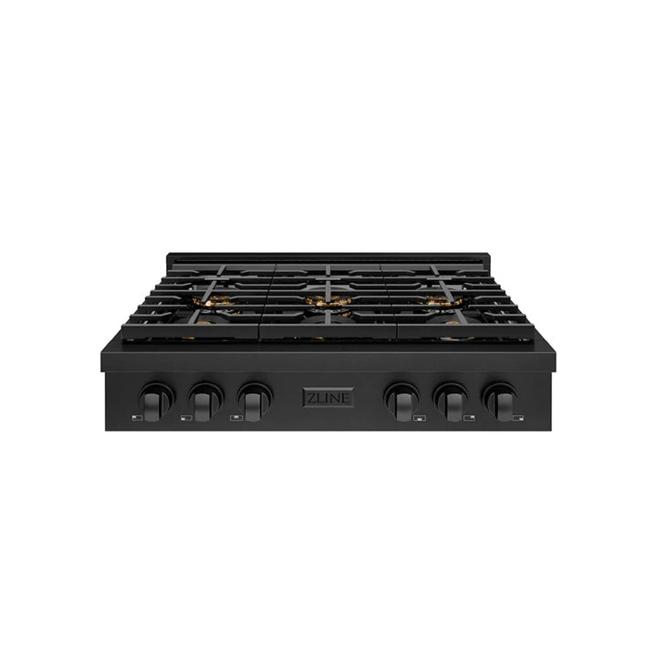 ZLINE Paramount Gas Rangetop with 6 and 8 Burner DuoPro™ Cooktops in Black Stainless Steel