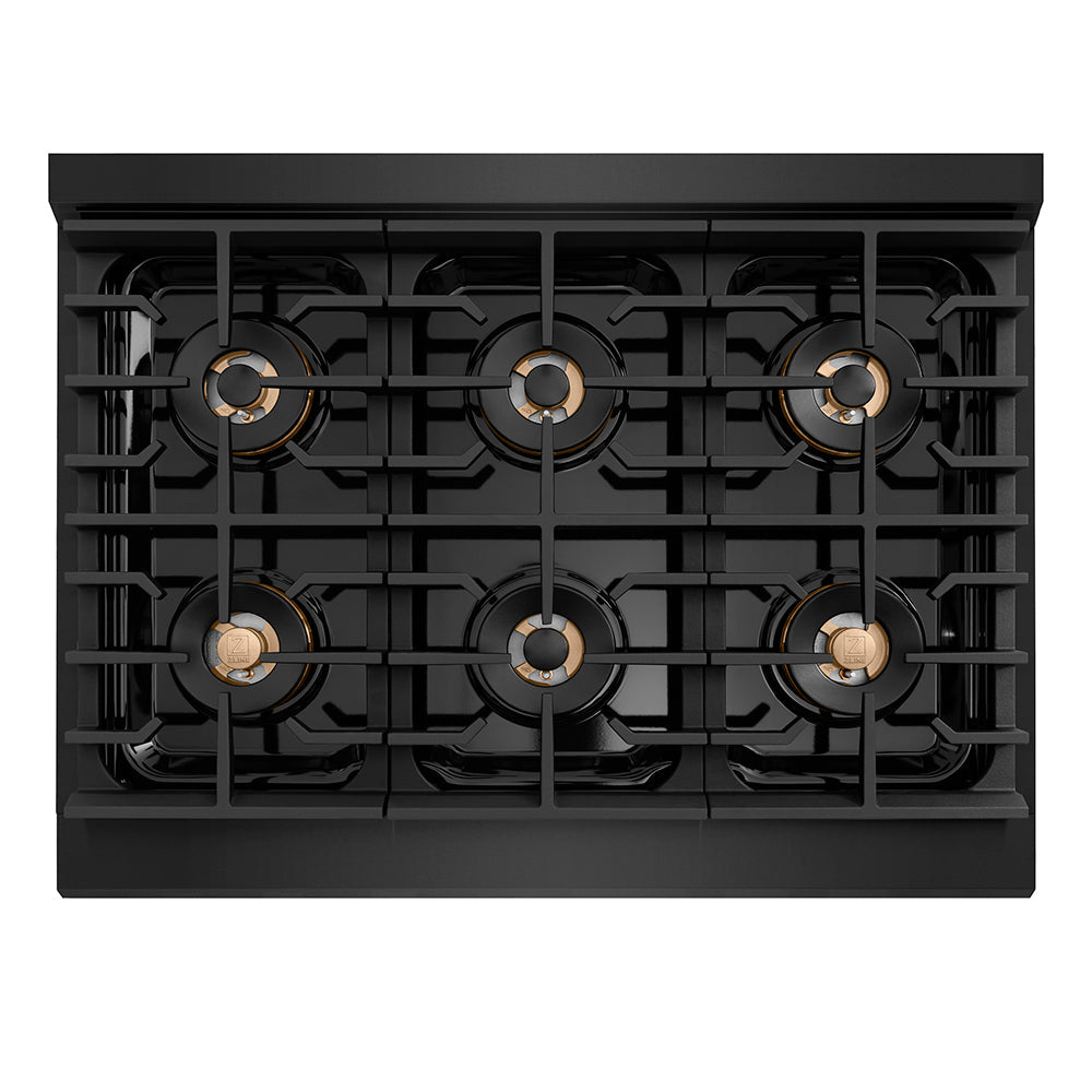 ZLINE 36 in. Paramount Gas Rangetop with 6 Burner DuoPro™ Cooktop in Black Stainless Steel (PSRTB-36)