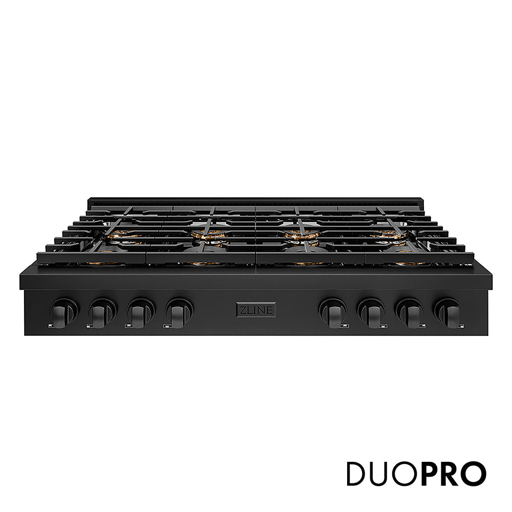 ZLINE 48 in. Paramount Gas Rangetop with 8 Burner DuoPro™ Cooktop in Black Stainless Steel, Open Box-Excellent Condition