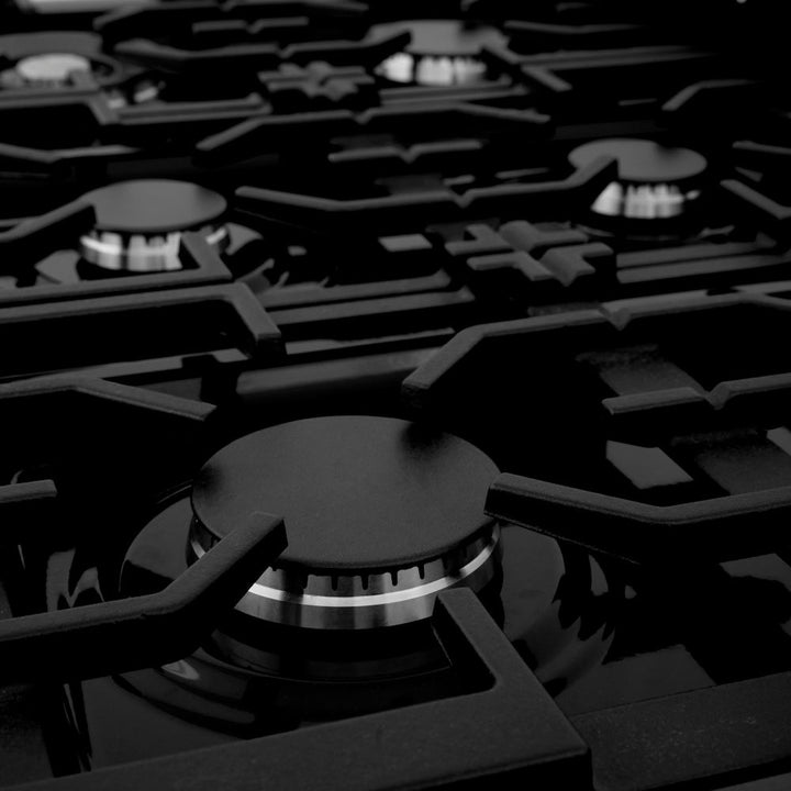 ZLINE 36 in. 4.6 cu. ft. Legacy Dual Fuel Range with 6 Burner Gas Cooktop and Electric Convection Oven in Black Stainless Steel, Open Box-Excellent Condition