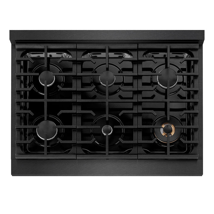 ZLINE 36 in. 5.2 cu. ft. Paramount Dual Fuel Range with 6 Burner Gas Cooktop and Electric Convection Oven in Black Satin Stainless Steel, Open Box-Excellent Condition