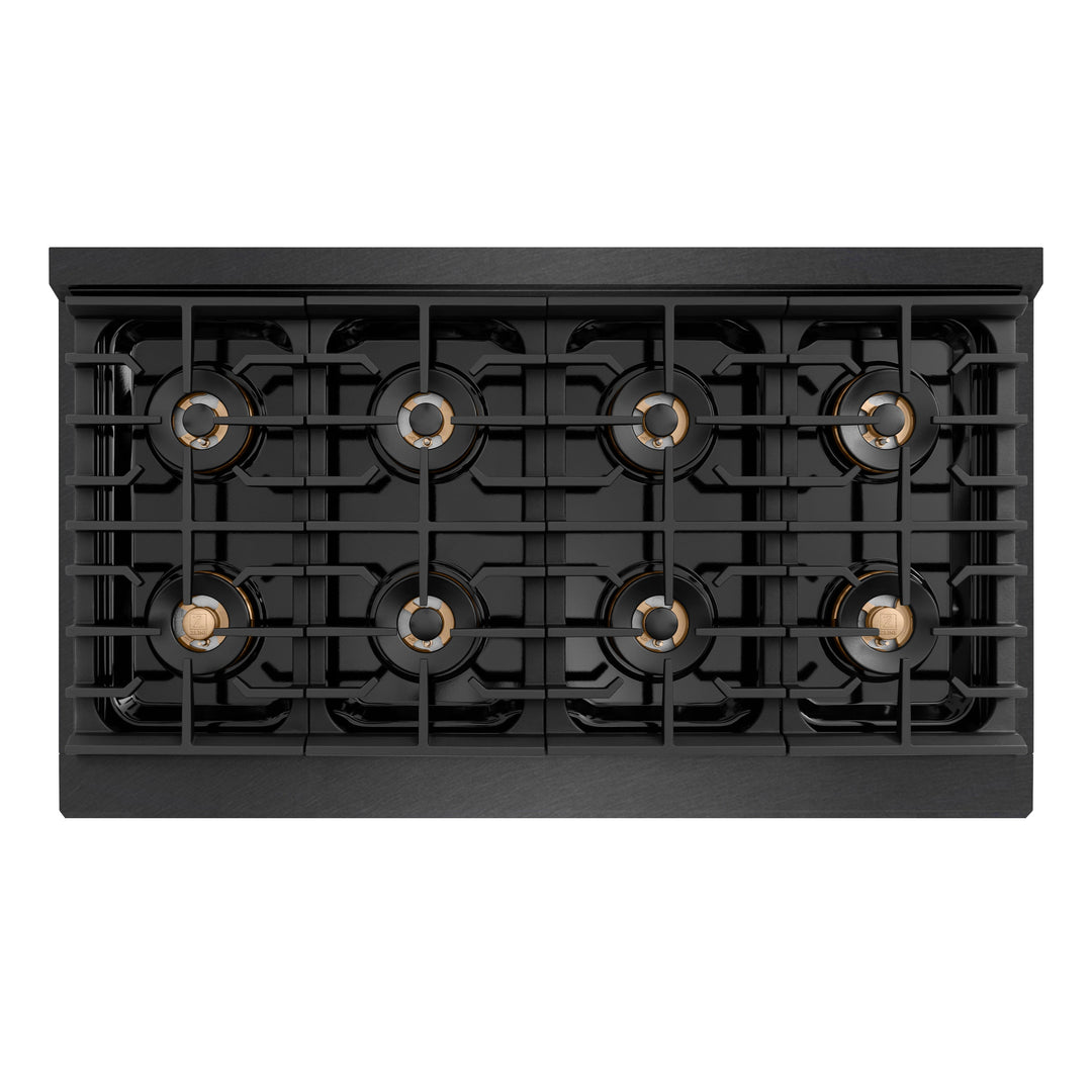 ZLINE 48 in. 6.7 cu. ft. Paramount Dual Fuel Range with 8 Burner DuoPro™ Cooktop and Dual Ovens in Black Satin Stainless Steel, Open Box-Excellent Condition