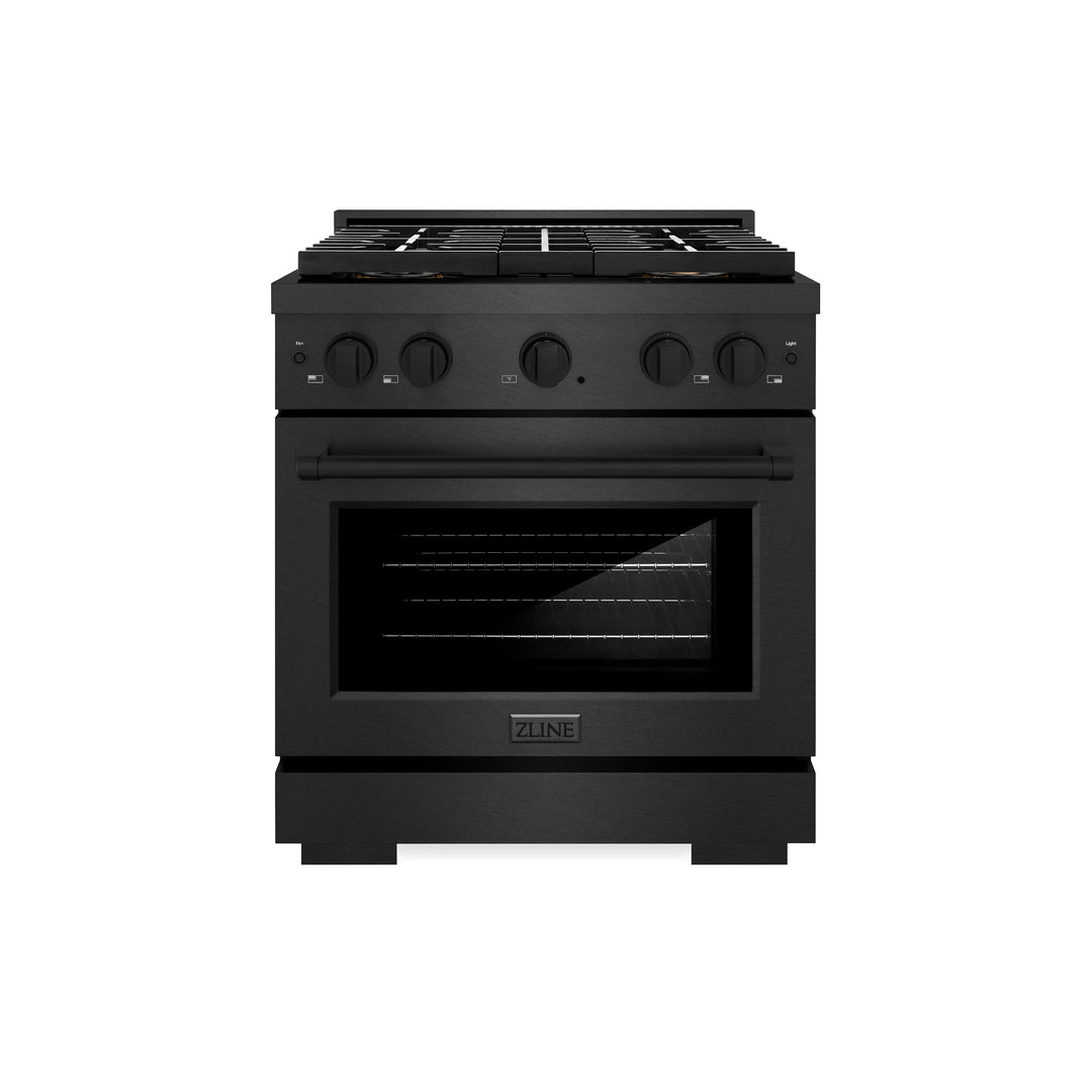 ZLINE 30 in. 4.2 cu. ft. Paramount Dual Fuel Range with 4 Burner DuoPro™ Cooktop and Electric Convection Oven in Black Satin Stainless Steel, Open Box-Excellent Condition