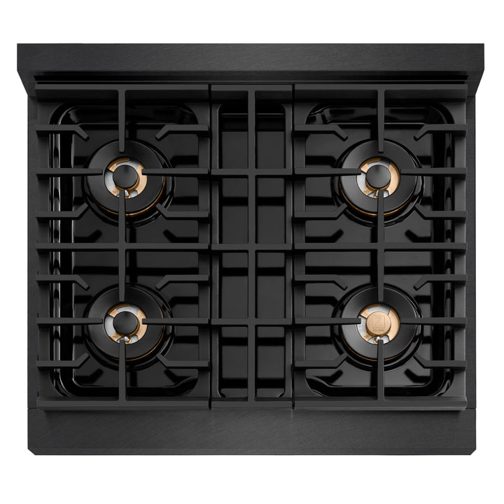 ZLINE 30 in. 4.2 cu. ft. Paramount Dual Fuel Range with 4 Burner DuoPro™ Cooktop and Electric Convection Oven in Black Satin Stainless Steel, Open Box-Excellent Condition