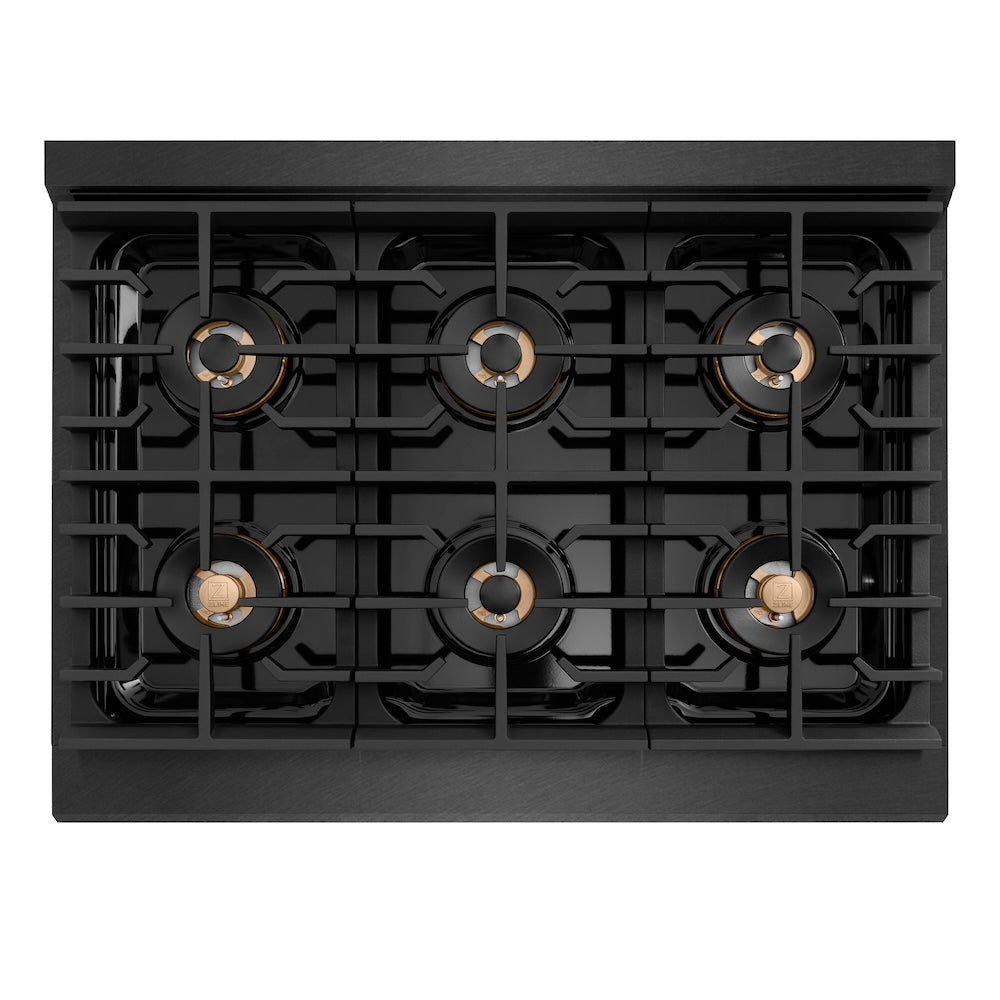 ZLINE 36 in. 5.2 cu. ft. Paramount Dual Fuel Range with 6 Burner DuoPro™ Cooktop and Electric Convection Oven in Black Satin Stainless Steel, Open Box-Excellent Condition