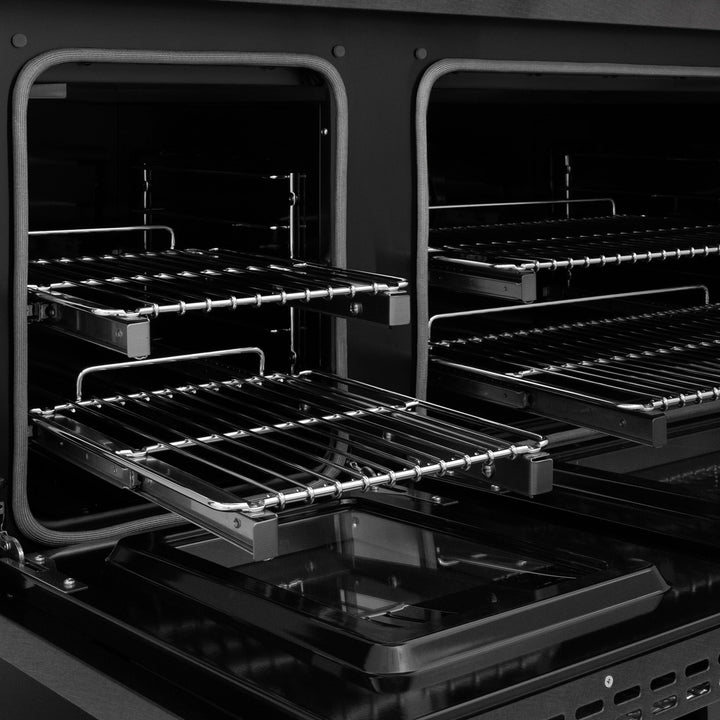 ZLINE 48 in. 6.7 cu. ft. Paramount Dual Fuel Range with 8 Burner DuoPro™ Cooktop and Dual Ovens in Black Satin Stainless Steel, Open Box-Excellent Condition