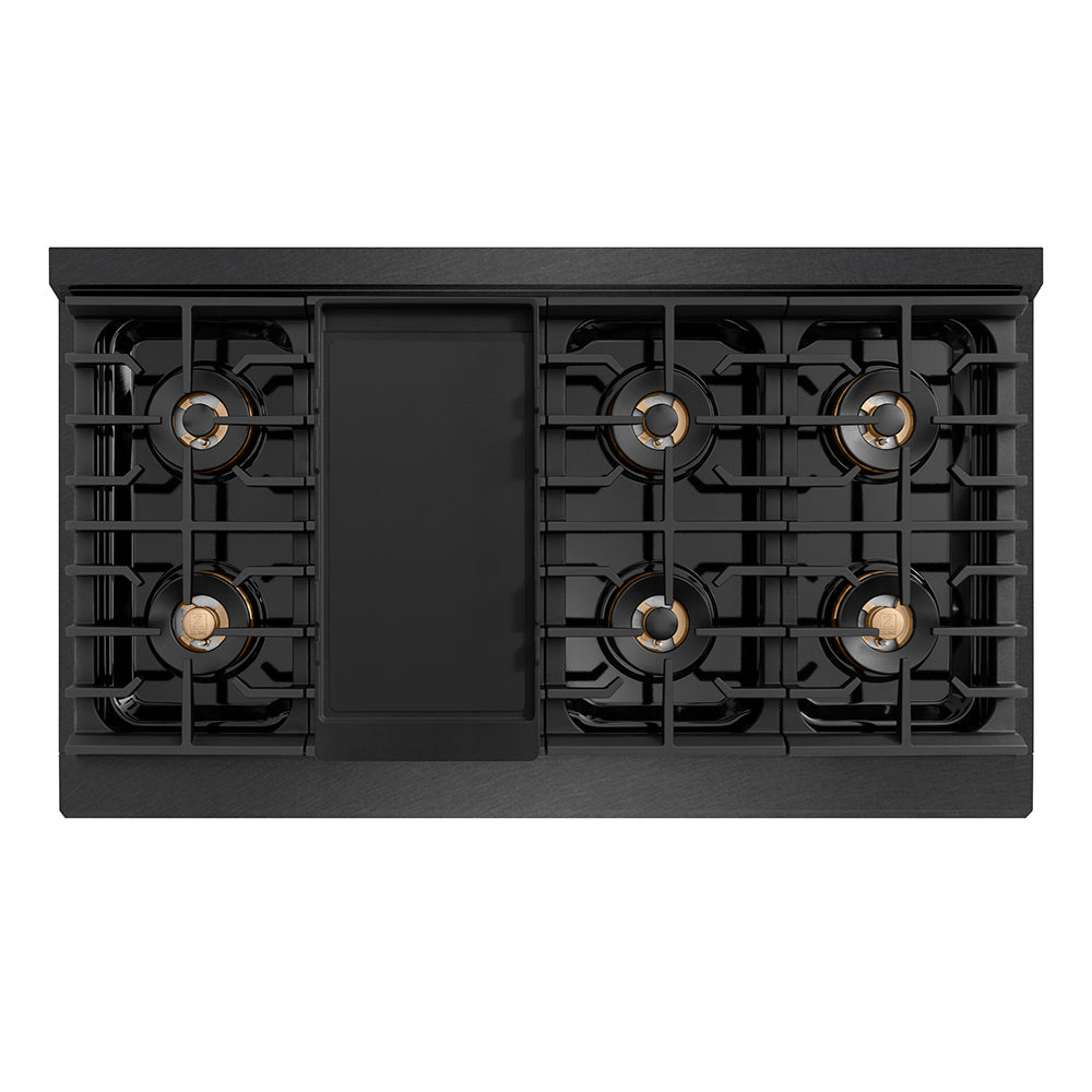 ZLINE 48 in. 6.7 cu. ft. Paramount Gas Range with 8 Burner DuoPro™ Cooktop and Dual Ovens in Black Satin Stainless Steel, Open Box-Excellent Condition