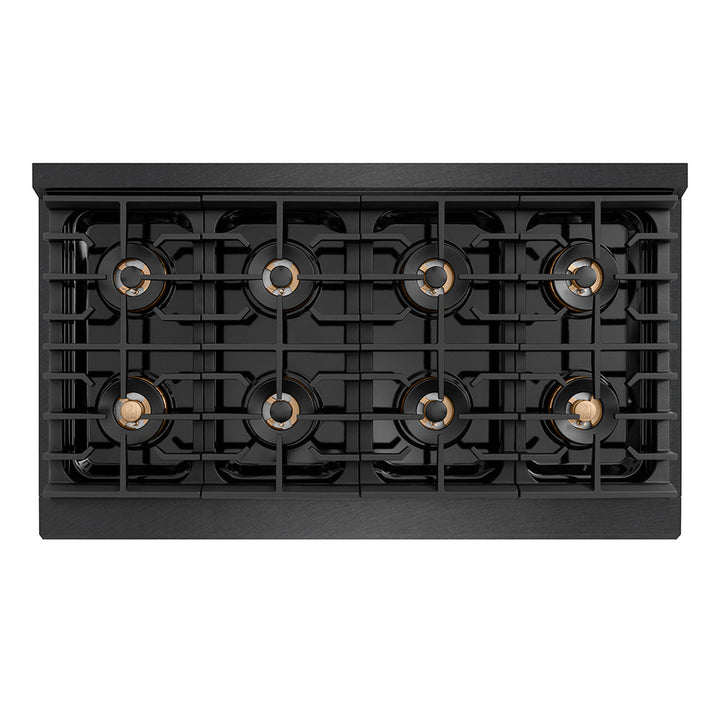 ZLINE 48 in. 6.7 cu. ft. Paramount Gas Range with 8 Burner DuoPro™ Cooktop and Dual Ovens in Black Satin Stainless Steel, Open Box-Excellent Condition