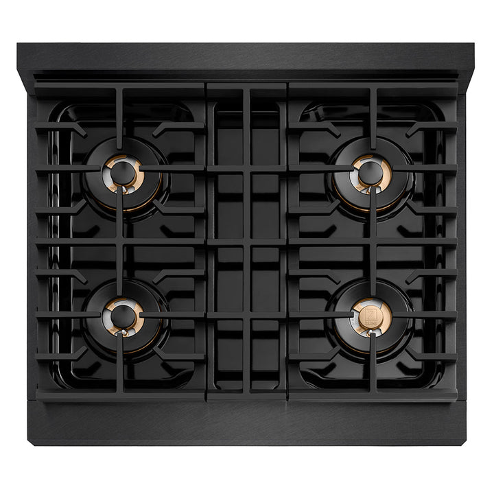 ZLINE 30 in. 4.2 cu. ft. Paramount Gas Range with 4 Burner DuoPro™ Cooktop and Convection Gas Oven in Black Satin Stainless Steel (PSGRBS-30)