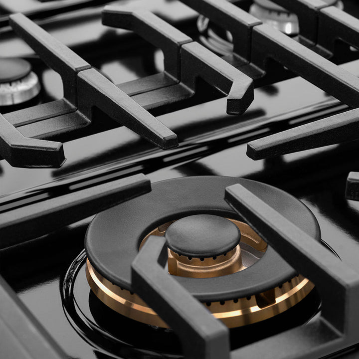 ZLINE 36 in. Paramount Gas Rangetop with 6 Burners and Porcelain Cooktop in Black Satin Stainless Steel, Open Box-Excellent Condition