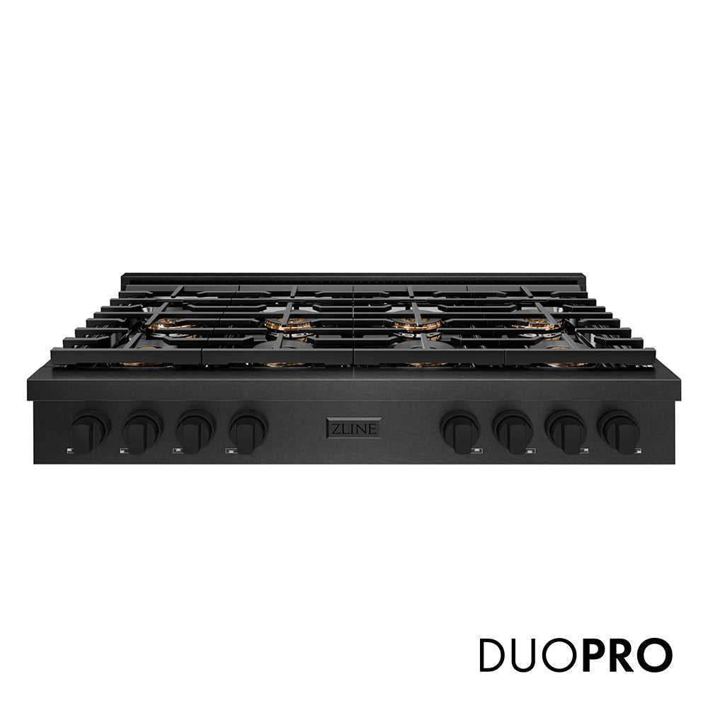 ZLINE 48 in. Paramount Gas Rangetop with 8 Burner DuoPro™ Cooktop in Black Satin Stainless Steel, Open Box-Excellent Condition
