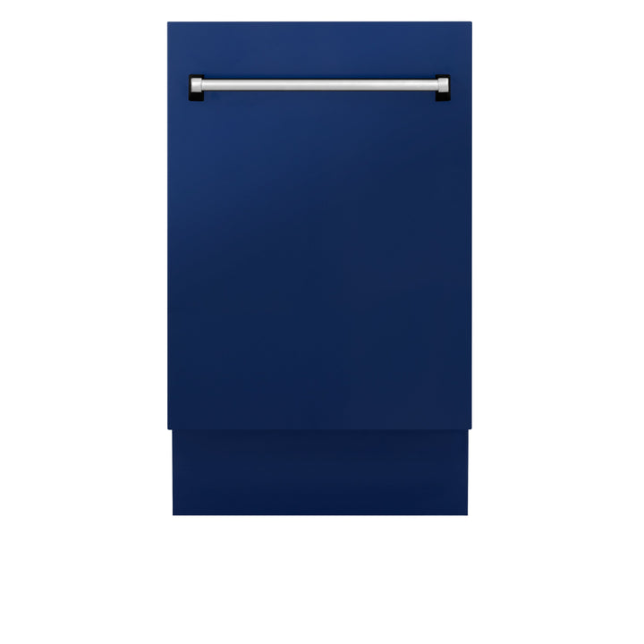 ZLINE 18 in. Tallac Series 3rd Rack Top Control Built-In Dishwasher in Blue Gloss with Stainless Steel Tub, 51dBa (DWV-BG-18)