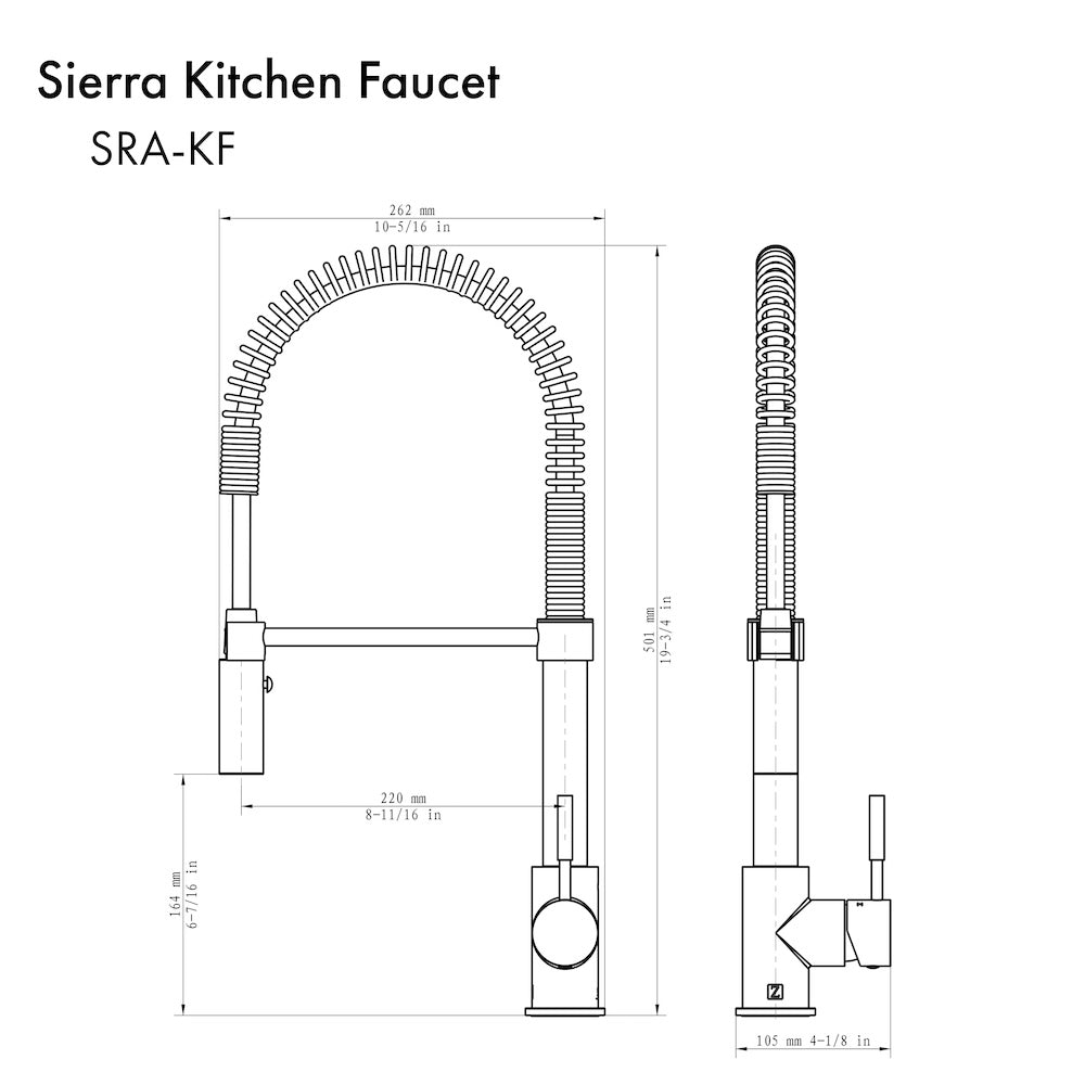 ZLINE Autograph Edition Sierra Pull Down Spring Single Handle Kitchen Faucet in Polished Gold (SRA-KF-PG)