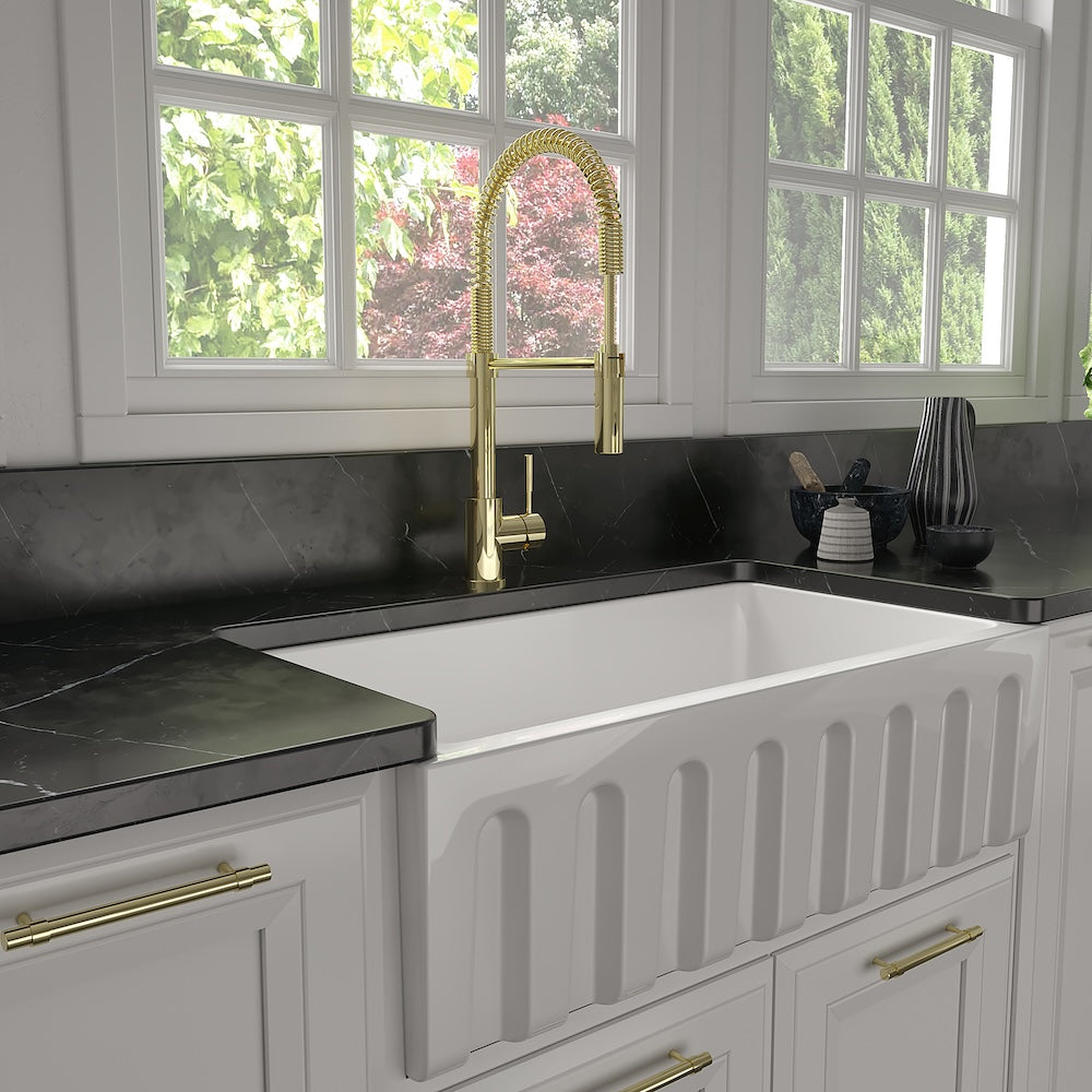 ZLINE Autograph Edition Sierra Pull Down Spring Single Handle Kitchen Faucet in Polished Gold (SRA-KF-PG)