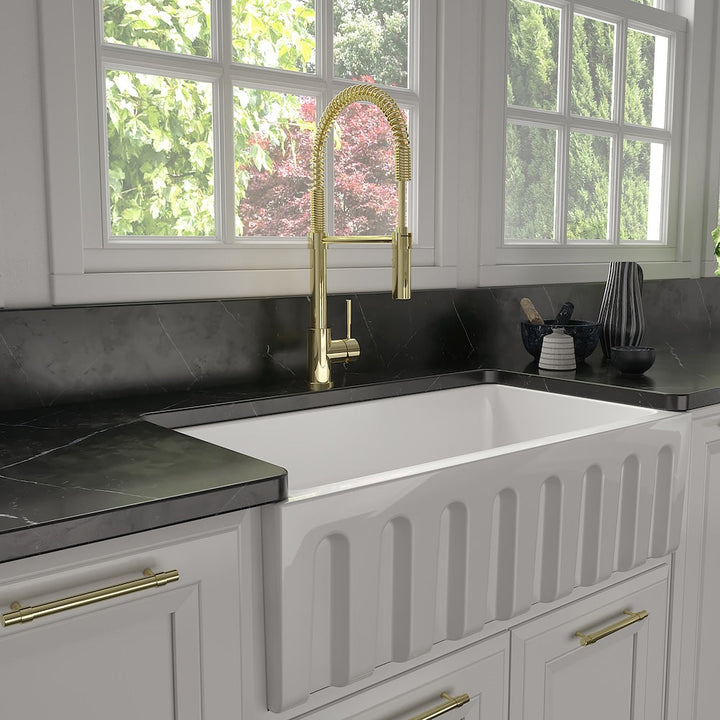 ZLINE Autograph Edition Sierra Pull Down Spring Single Handle Kitchen Faucet in Polished Gold (SRA-KF-PG)