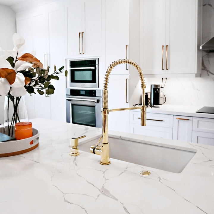 ZLINE Autograph Edition Sierra Pull Down Spring Single Handle Kitchen Faucet in Polished Gold (SRA-KF-PG)