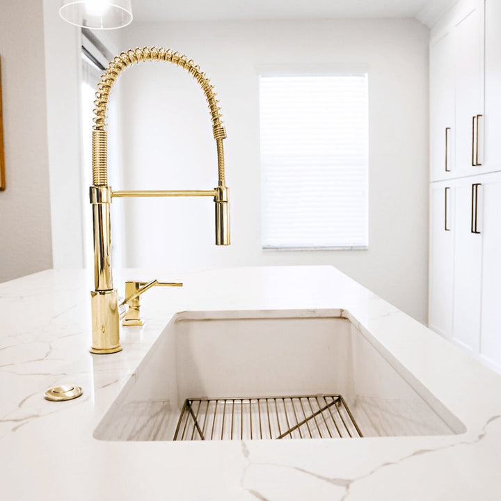 ZLINE Autograph Edition Sierra Pull Down Spring Single Handle Kitchen Faucet in Polished Gold (SRA-KF-PG)