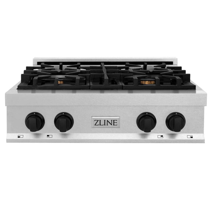 ZLINE Autograph Edition Legacy Gas Rangetops in Satin Stainless Steel with Matte Black Accents