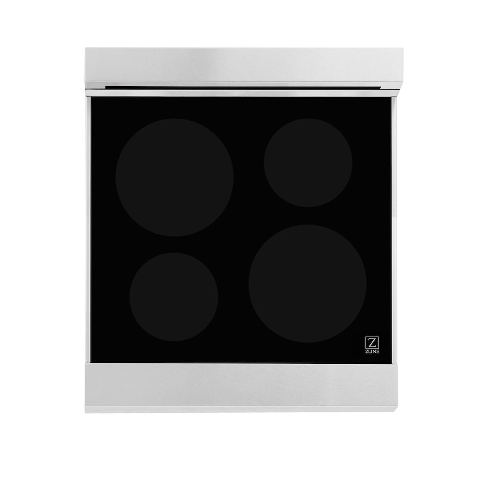 ZLINE 24 in. 2.8 cu. ft. Legacy Induction Range with 4 Element Cooktop and Electric Oven in Satin Stainless Steel and Black Matte Door, Open Box-Excellent Condition