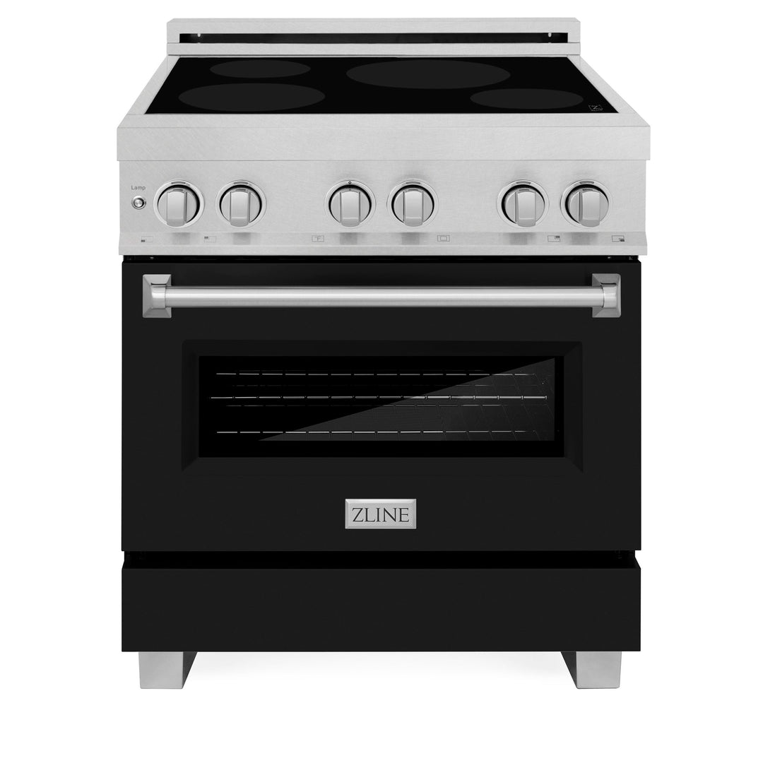 ZLINE 30" 4.0 cu. ft. Induction Range with a 4 Element Stove and Electric Oven in Durasnow and Black Matte, RAINDS-BLM-30