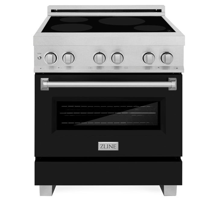 ZLINE 30" 4.0 cu. ft. Induction Range with a 4 Element Stove and Electric Oven in Durasnow and Black Matte, RAINDS-BLM-30